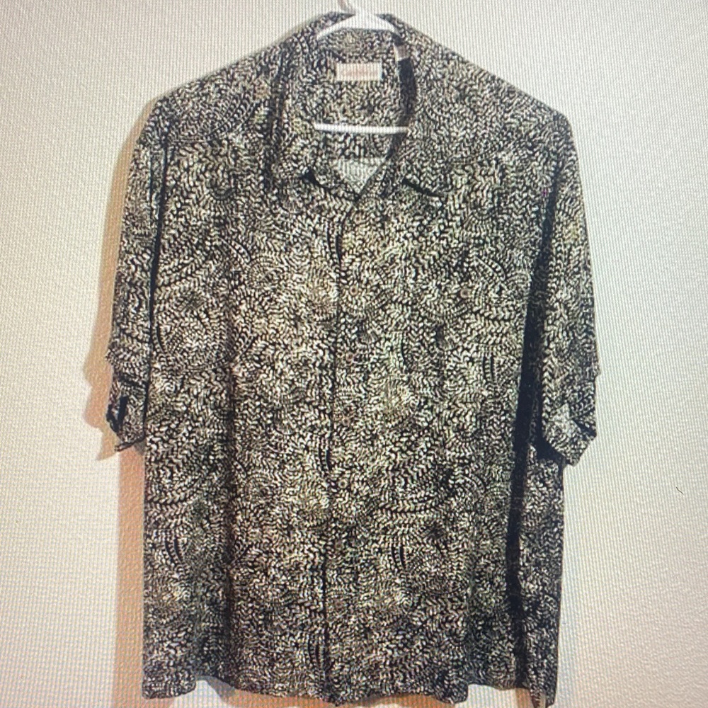 Caribbean Black and White Casual Button Down Shirt